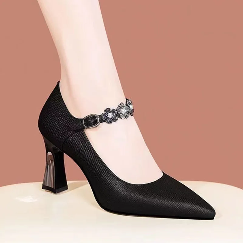 

New Flashion Women Pumps Flower Mary Jane Shoes for Women Dress Shoes Pointed Toe High Heels Elegant Designer Luxury Shoes