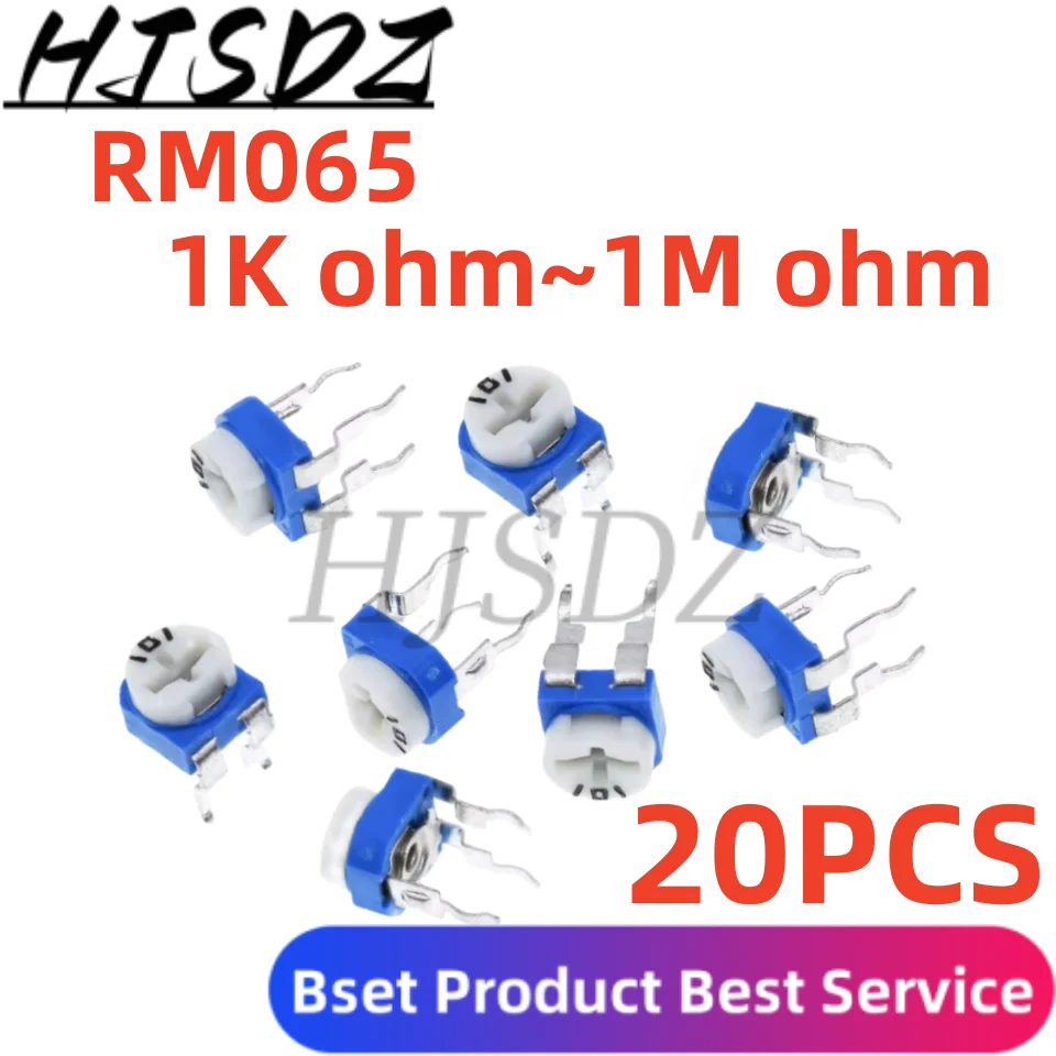 

20pcs RM065 RM-065 100 200 500 1K 2K 5K 10K 20K 50K 100K 200K 500K 1M ohm Trimpot Trimmer Potentiometer variable resistor