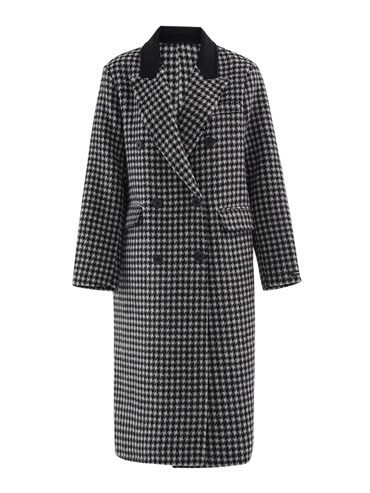 IEQJ элегантное женское шерстяное пальто с зубчатым воротником свободное