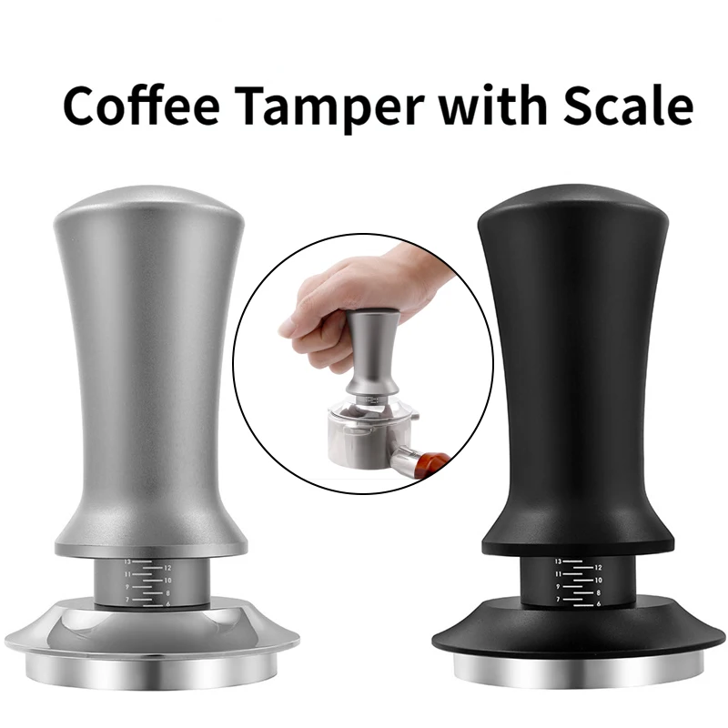 

51/53/58mm Adjustable Depth Coffee Tamper Stainless Steel Espresso Anti Pressure Deviation Distributor Powder Hammer Coffee Tool