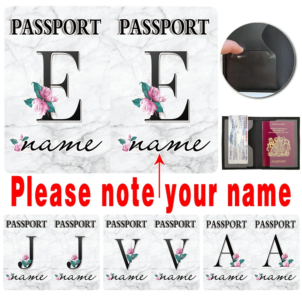 Customize Name Passport Cover Travel Passports Sleeve Covers ID Cred-Card Business Card Holder Personalized 26 Letter Print