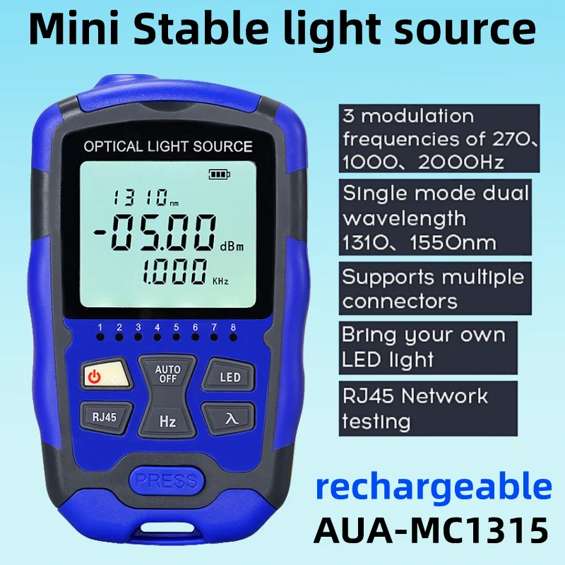 COMPTYCO AUA-MC1315 Rechargeable Mini Stable Light Source 270Hz/1000Hz/2000Hz Single Mode 1310nm/1550nm Fiber Optic Tester Tools