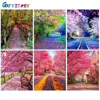 gatyztory pictures by numbers road acrylic drawing canvas landscape painting for adult wall art diy home decoration