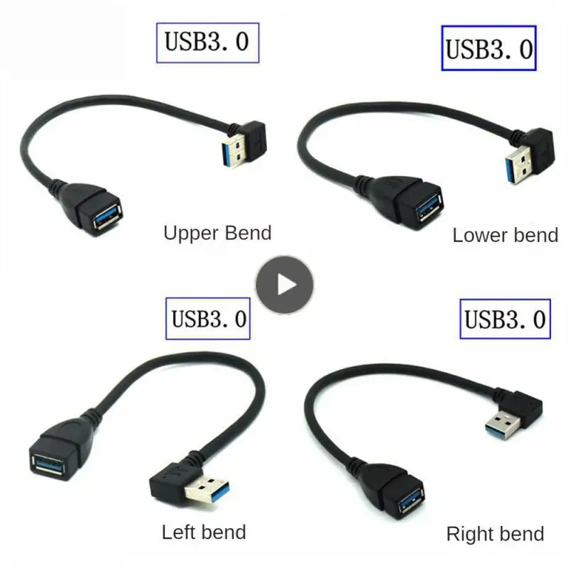 

Electronic Accessories Usb3.0 Elbow Male To Female Extension Cable Not Easy To Break 25cm Long Usb Cable 25cm Data Cable Black
