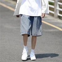 summer blue denim shorts mens fashion casual straight denim shorts mens japanese streetwear hip hop loose jeans shorts men