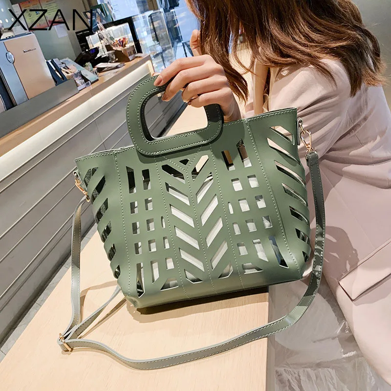 

Сумка-тоут женская из экокожи, роскошный вместительный саквояж, универсальная Ажурная сумочка через плечо, трендовый тоут