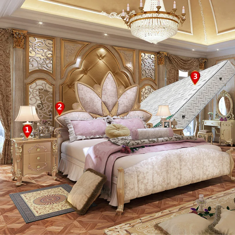 

Luxury Wooden Furniture Comfortable Soft King Size Double European Style Bed