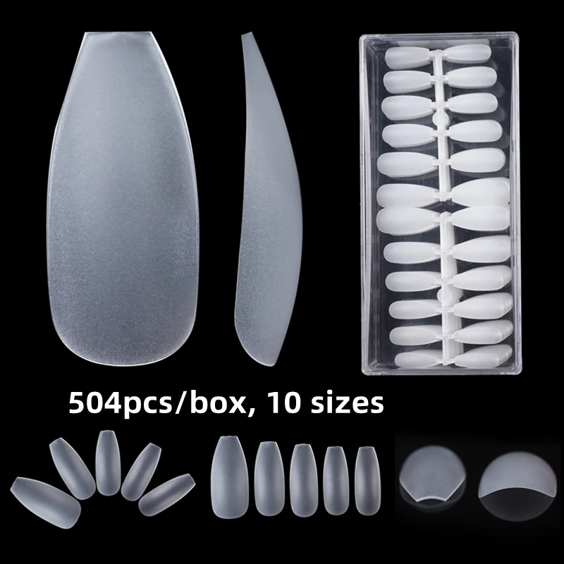 

500pcs Matte Long False Nail Tips Coffin Ballerina Thin Fake Fingernail Salon Manicure DIY Supply Artificial Nails Art