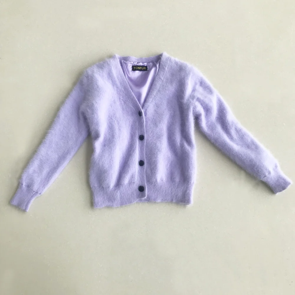 

Women Mink Cashmere short Cardigans Sweater Autumn Winter Wool Knitted Jumper Coat Long Sleeves V-Neck suit Black buckle wsr750