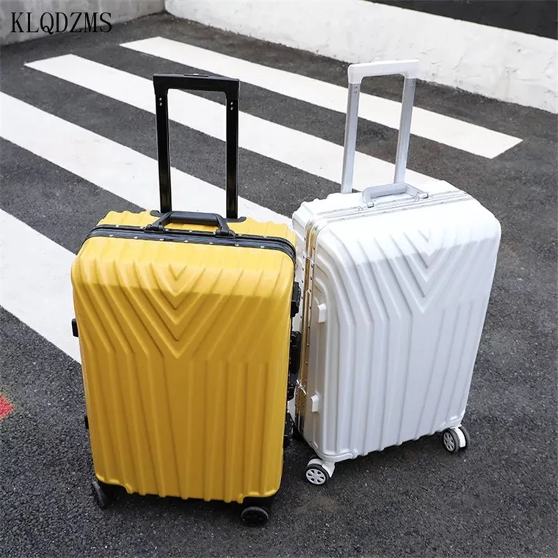 KLQDZMS Fashion Solid Color Luggage Female 29 Inch Thick Wear-resistant Trolley Case 20 