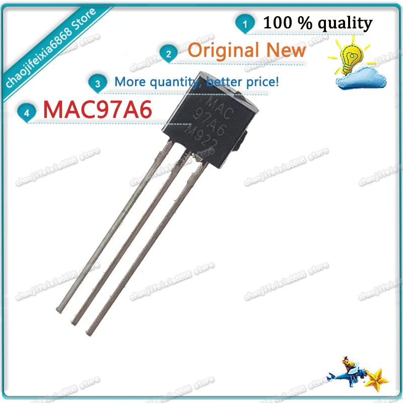 100 шт./лот! Двунаправленный Тиристор MAC97A6 MAC 97A6 TO-92 400 А В тиристор транзистор |