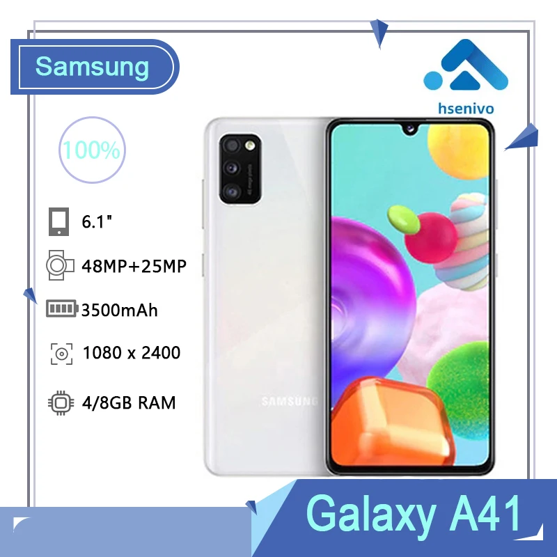 Samsung Galaxy A41 A415F Refurbished-Original Unlocked Android Wi-Fi GPS 48MP 6.1'' 64GB 4GB RAM Free Shipping