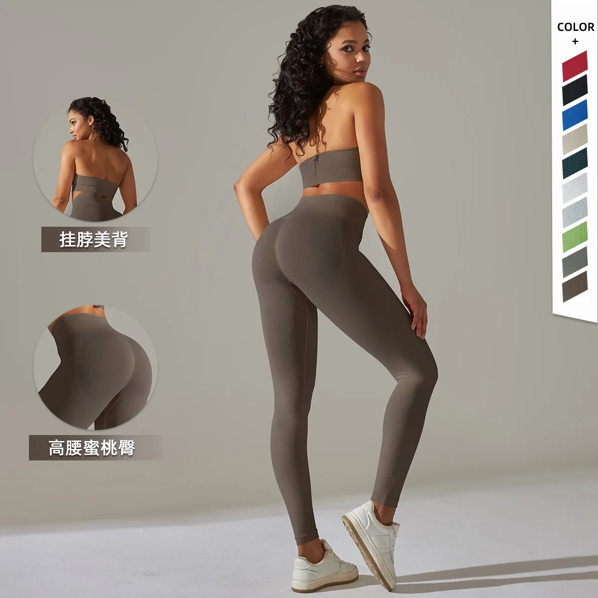 

1/2 шт. бесшовный Женский комплект для йоги, спортивный комплект, спортивный бюстгальтер, топ с открытым пупком, спортивный топ с высокой талией для бега