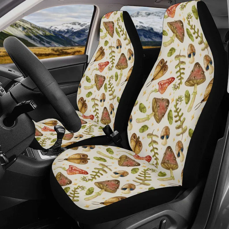 

Mushroom Car Seat Cover for Women Cute, Mystical Cottagecore Seat Cover for Vehicle Car, Beige, Aesthetic Car Accessories, Car G