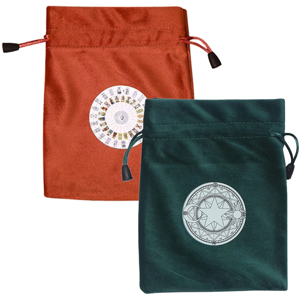 

2pcs Portable Flannel Tarot Cards Storage Pouches Household Tarot Organizers