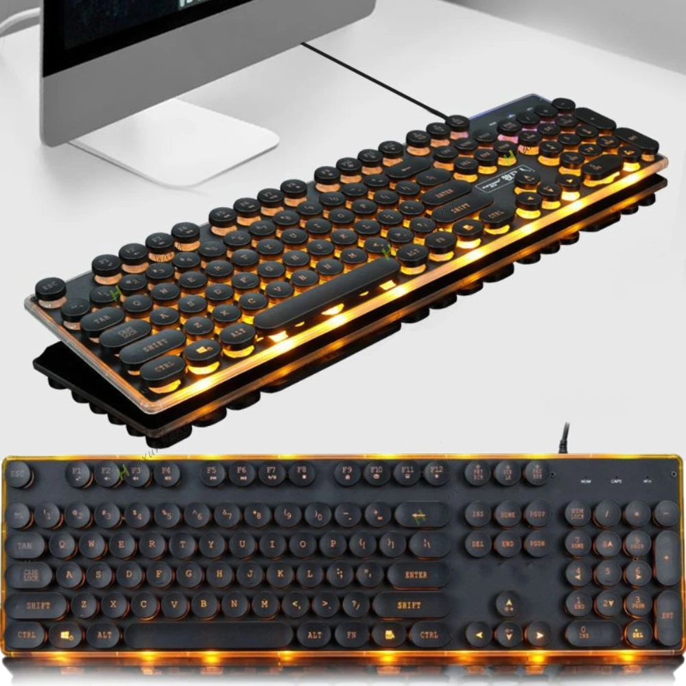 Игровая клавиатура с RGB-подсветкой проводная USB-клавиатура в стиле панк