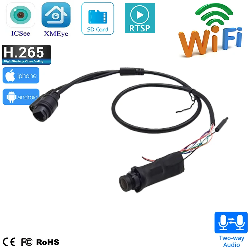 Фото DC12V RJ45 Проводная и Wi-Fi 3-мегапиксельная Т-образная пулевидная плата Мини-камера Wi-Fi Приложение Icsee P2P On vif 2-стороннее аудио RTSP Слот для TF-карты №1