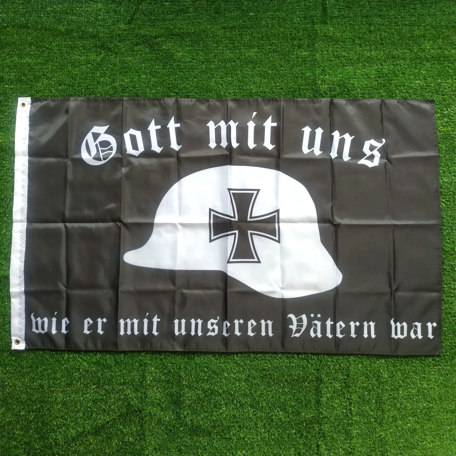 

Fahne Flagge Deutsches Reich Gott mit uns Stahlhelm - 90 x 150 cm 3x5ft Double Sided Printing Banner 2x3ft 21x14CM