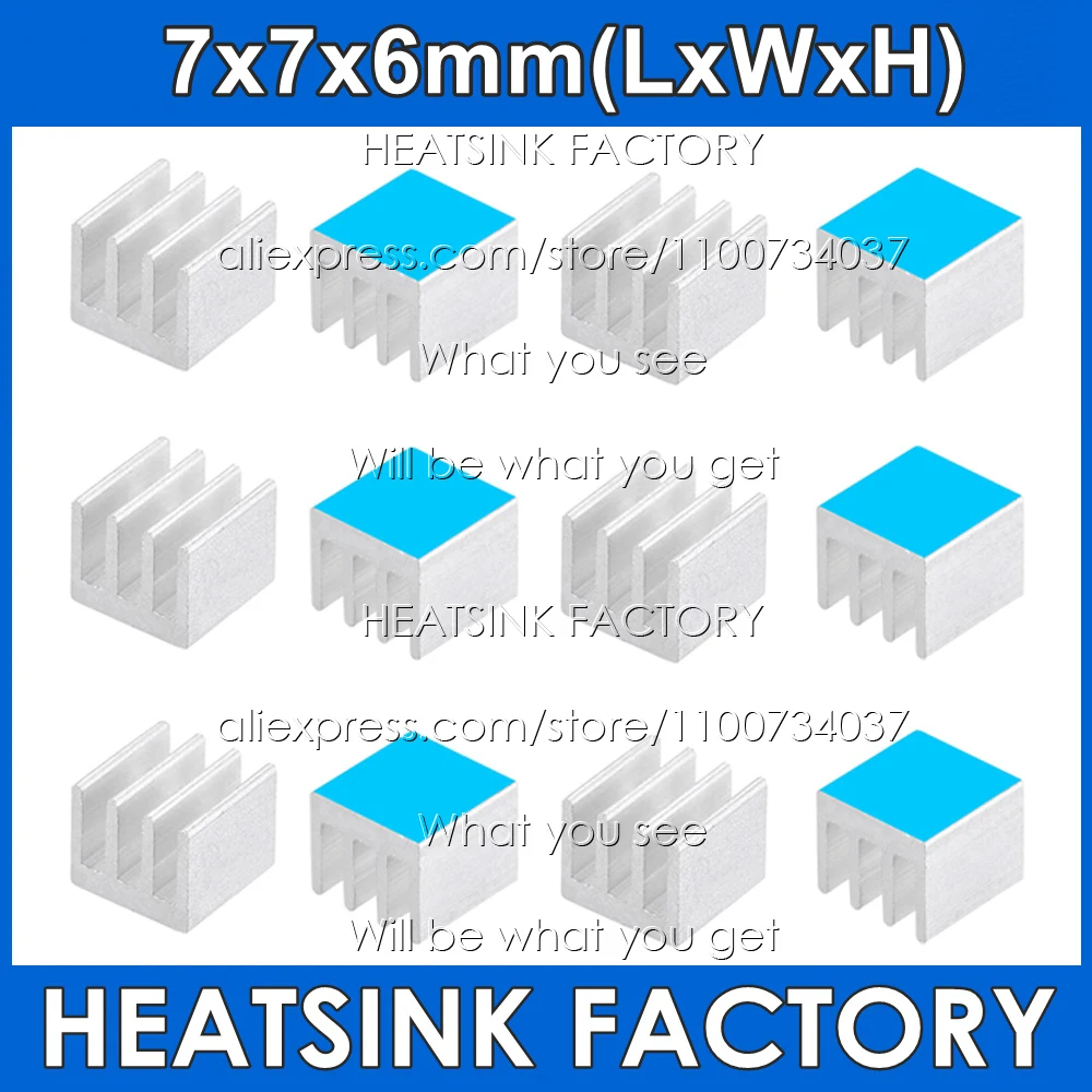 Бесплатная Доставка без ленты/с термолентой алюминиевый радиатор 7x7x6 мм для Raspberry