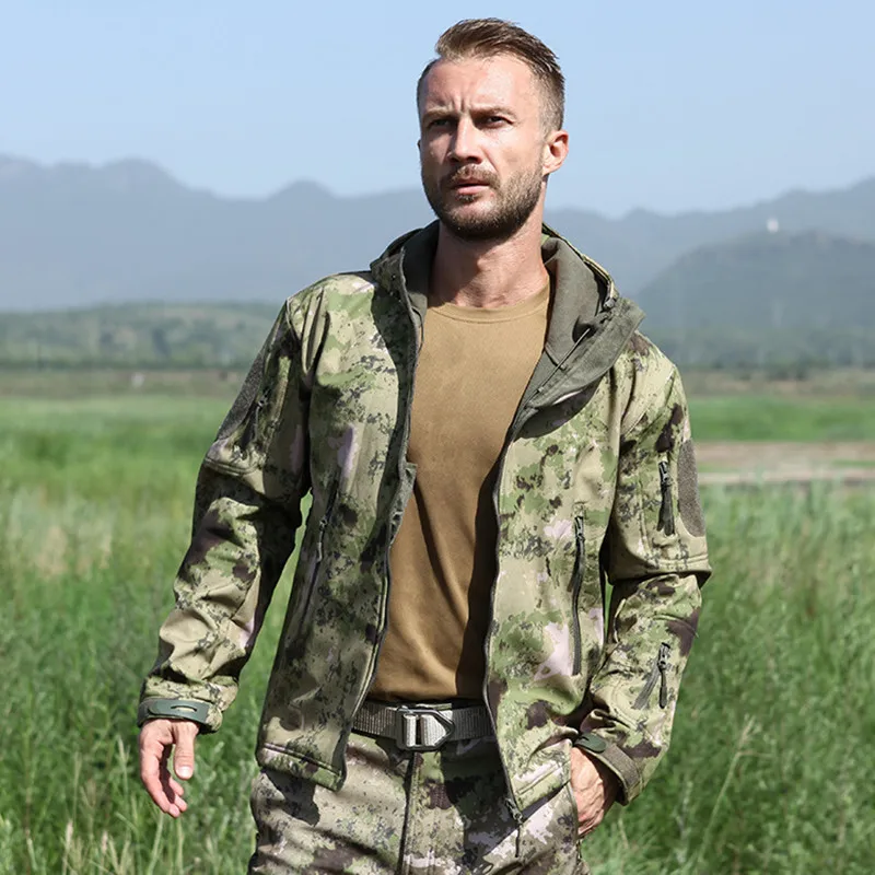 

New in Outdoor Warm Shark Skin Soft Shell Special Tactical Training Plush Thickened Waterproof Windproof Jacket Pants Suit