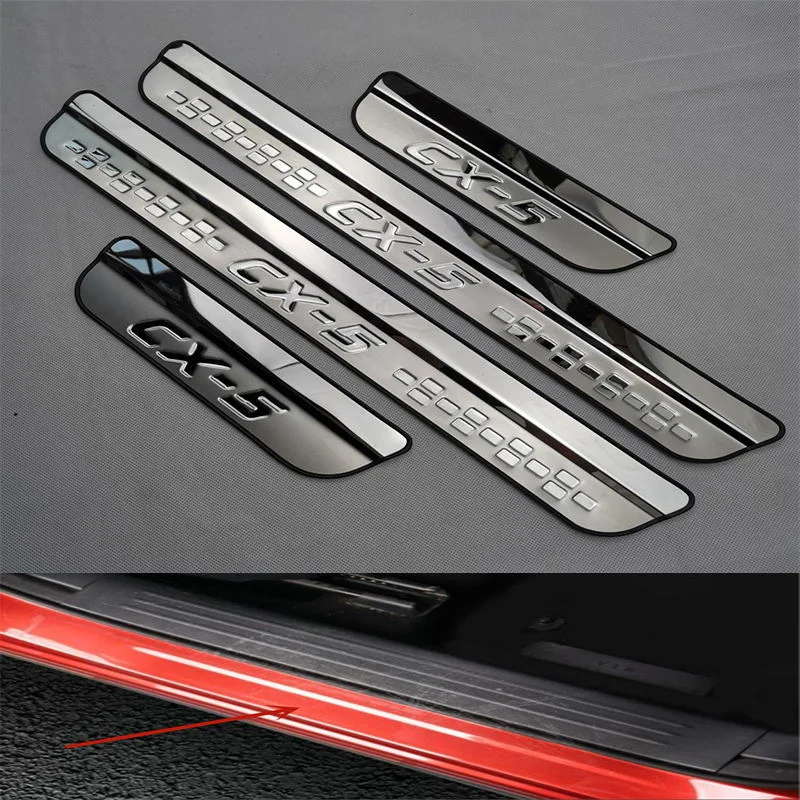 

For Mazda CX-5 Car Door Protector Thresholds Chrome Pads Vehicle Ladder Sill Scuff Plates Quality Stainless Steel Accessories