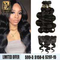 body wave bundles with frontal 13x4 hd lace frontal natural color human hair weave with bundles pre plucked baby hair on sale