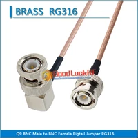 high quality dual q9 bnc male to bnc male right angle 90 degree pigtail jumper rg316 extend cable brass rf connector adapter