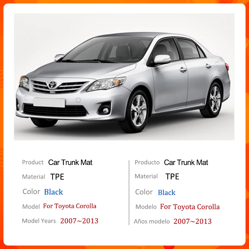 Противоскользящий коврик для багажника Toyota Corolla E140 E150 2007 ~ 2013 2010 2011 2012