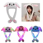 Шапка с мультяшным кроликом женская шапка зимняя плюшевая шапка с движущимися ушками кролика сияющая шапка с ушами игрушечные с подвижными ушами для женщин и девочек