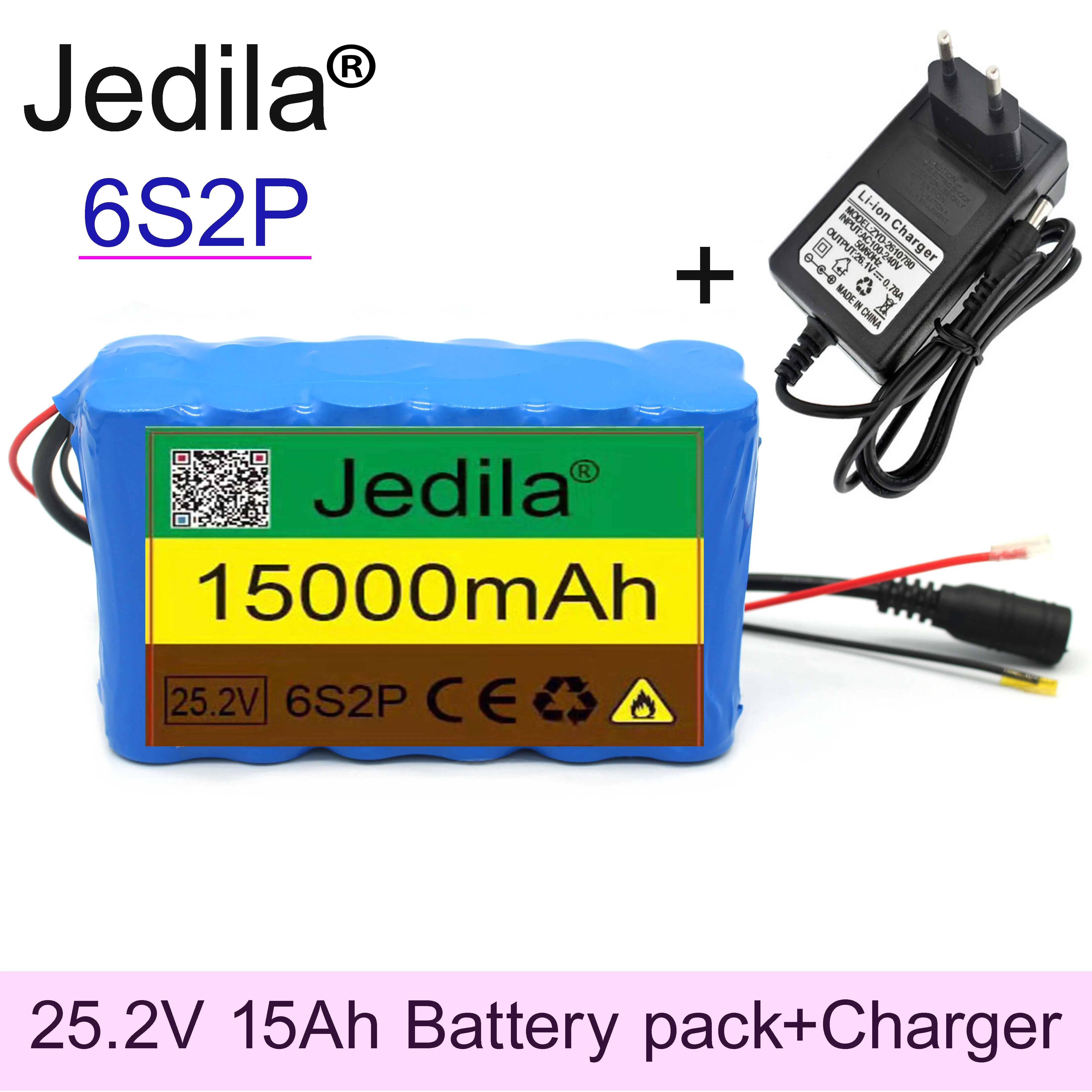 

Batería de litio de 24v.15Ah, 6s2p.25,2v.15000mAh.para bicicleta eléctrica.ciclomotor.batería de iones de litio con+cargador.