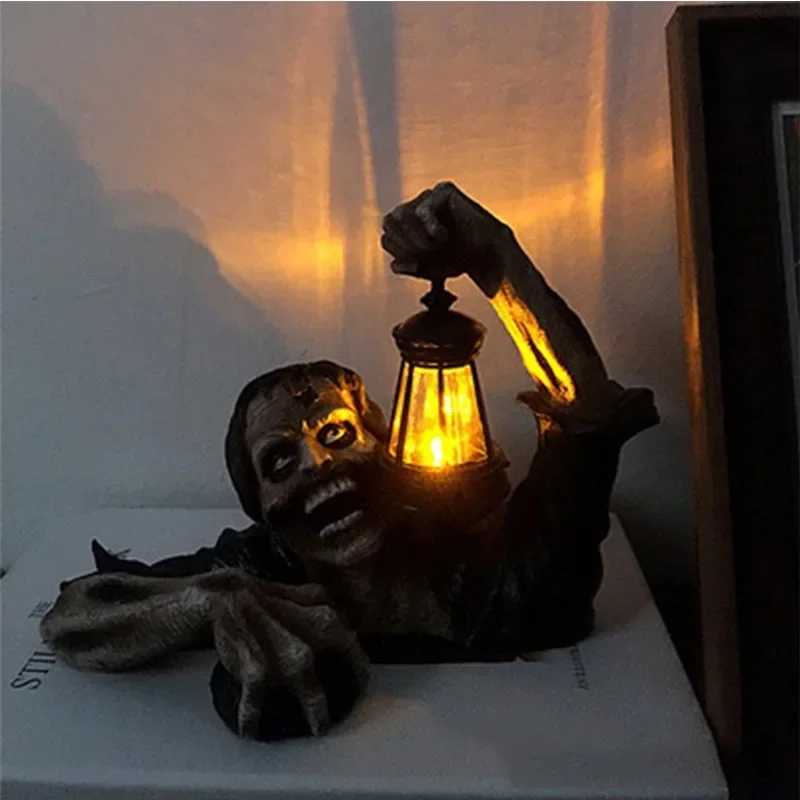Хэллоуин Zombie Kruipen Horror Decor Enge Led Lantaarn Buiten Beeldje Licht Interessante Hars Ambachten Ornamenten 1 шт.