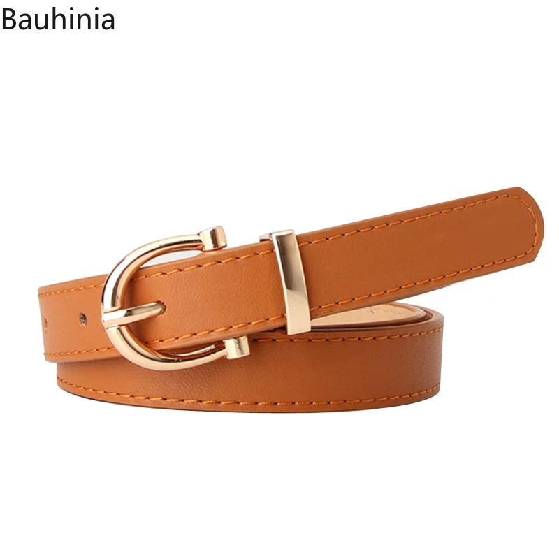 Bauhinia New Luxury Fashion Female Jeans Decorative Belt Artificial Leather Belt Square Buckle 2cm Pin Buckle Belt