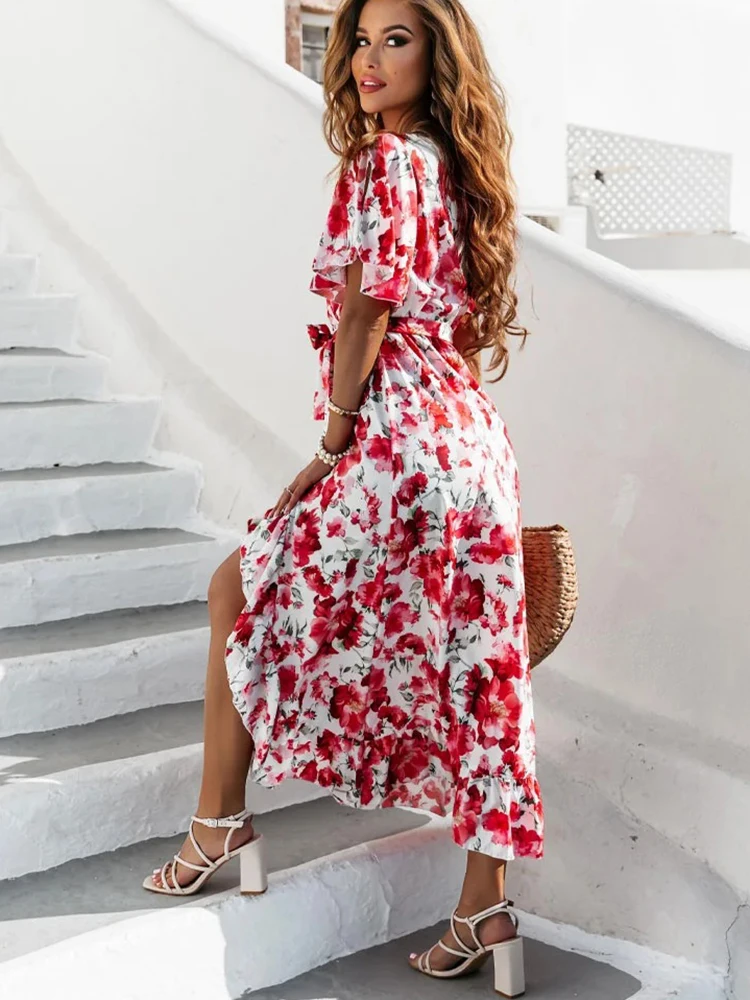 Женское асимметричное платье макси повседневное пляжное в стиле бохо с