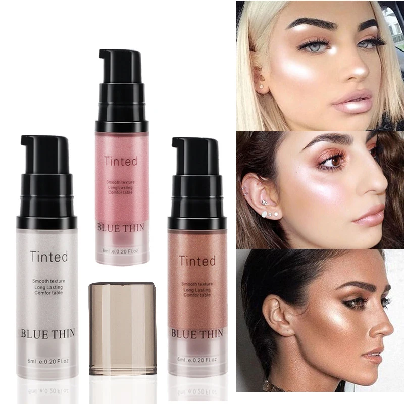 6ml Face Glow Shimmer Liquid Highlighter Waterproof Glitter Brighten Contour Makeup, 3#