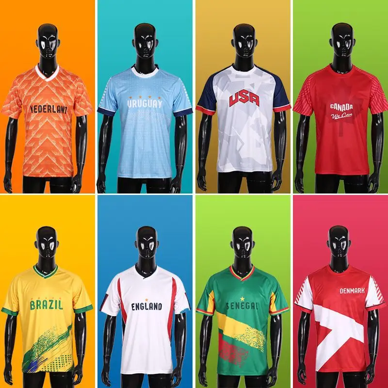 Camiseta transpirable para hombre, camiseta de fútbol de Alemania, Brasil, Francia, Argentina, Tops de gran tamaño, 2022