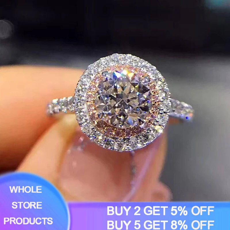 

YANHUI Fashion Jewelry Tibetan Silver Rings For Women Fashion Pink Romantic Gift Jewelry Engagement Bride Wedding Ring Gift