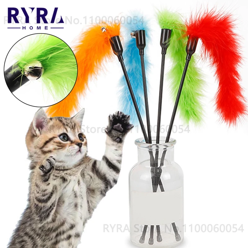 Интерактивная палочка для кошек игрушка с перьями индейки Аксессуары - купить по
