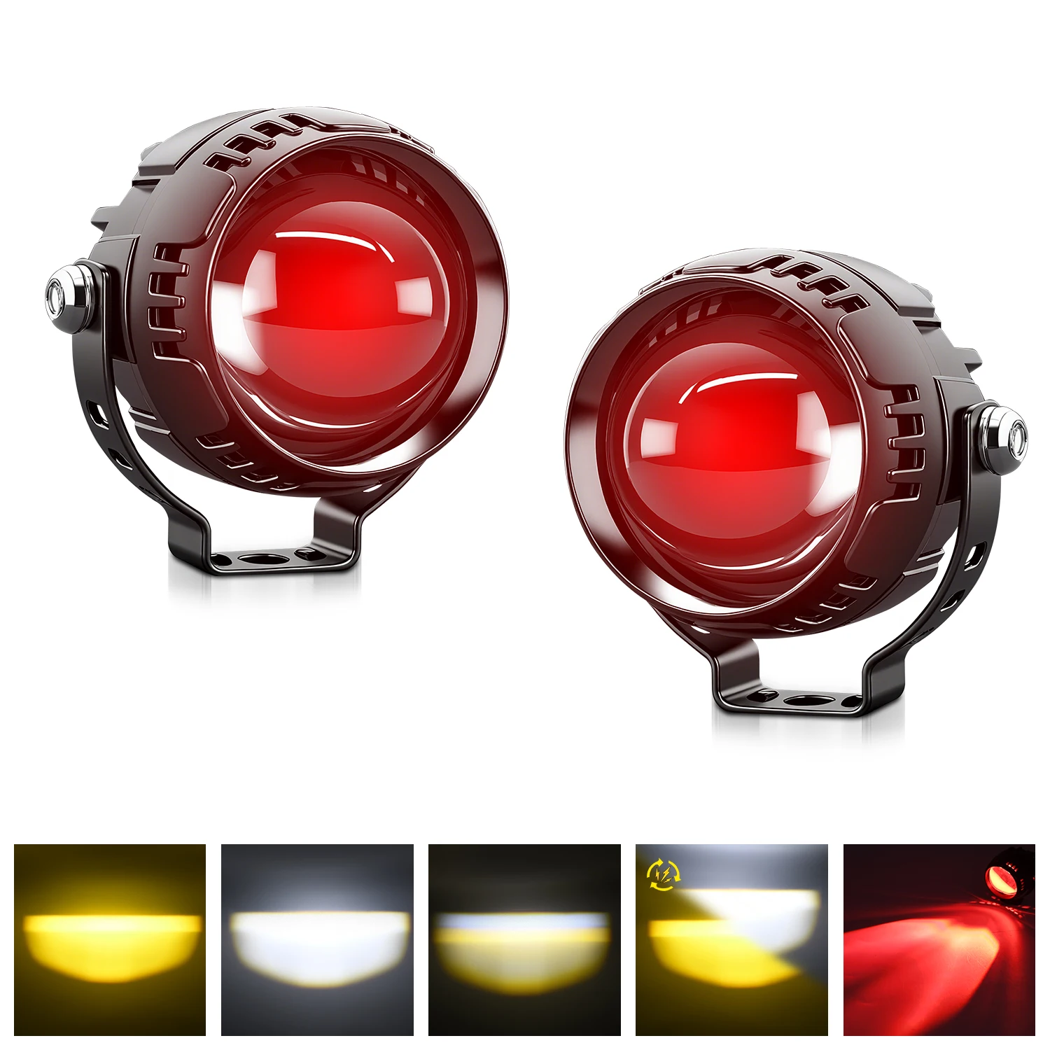 

Мотоциклетные фары, красные противотуманные фары «Око дьявола», белый, желтый, 12 В, 24 В, супер яркий для Fara Off-road 4X4 ATV SUV UTV