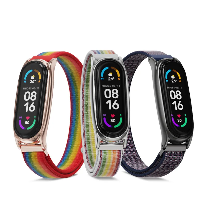 Bracelet for Mi Band 6 Strap Nylon Sport Loop Watch Belt Pulsera Correa Mi Band 4 Wristband for Xiaomi Mi Band 5 4 3 Bracelet