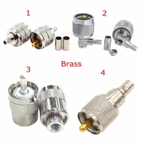 10pcslot uhf sl16 pl259 male crimp connector 90 degree right angle crimp clamp for rg58 rg142 lmr195 rg400 brass nickel plated