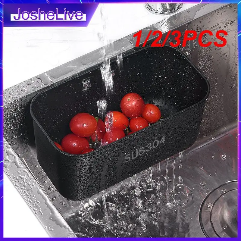 

1/2/3PCS Kitchen Sink Drain Basket Stainless Steel Square Shelf Vegetable Washing Pool Household Wall Hanging Leftover Food
