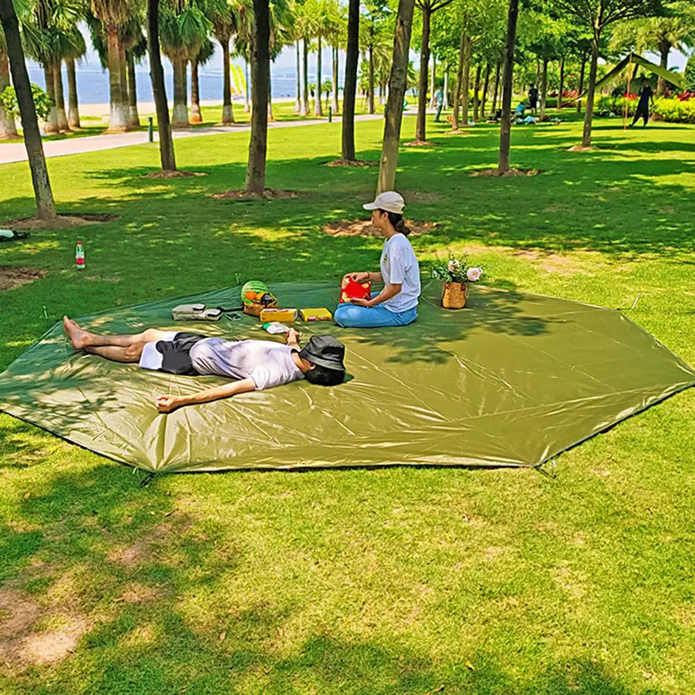 

Picnic Mat 1 Set Practical Waterproof Oxford Cloth Octagonal Camping Mat with Nails Storage Bag Set for Garden