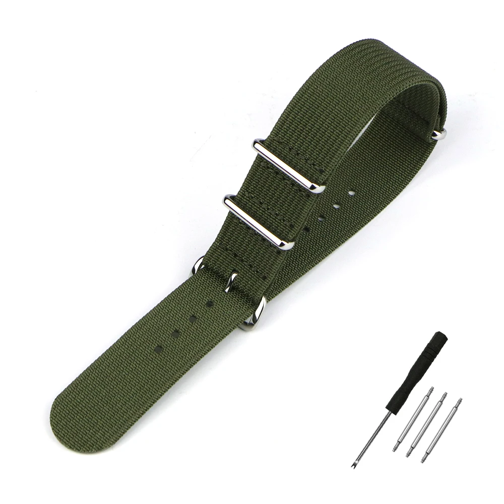 Ribbed Watch Strap 20mm 22mm Watchband Rugged Nylon Retro Watch Strap Braid Ballistic Fabric Watch Bands For Military Watch