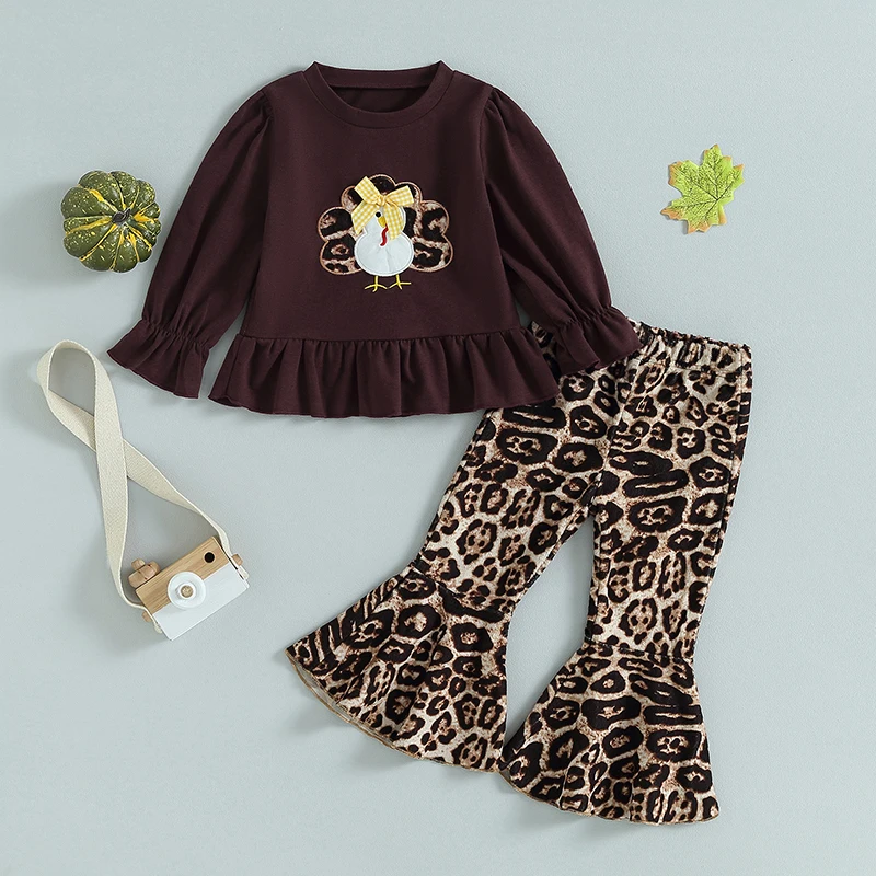 

RUIBBWAN Infant Toddler Baby Girls Halloween Outfit Letter Pumpkin Print Long Sleeve Sweatshirt Top Flared Pants Christmas