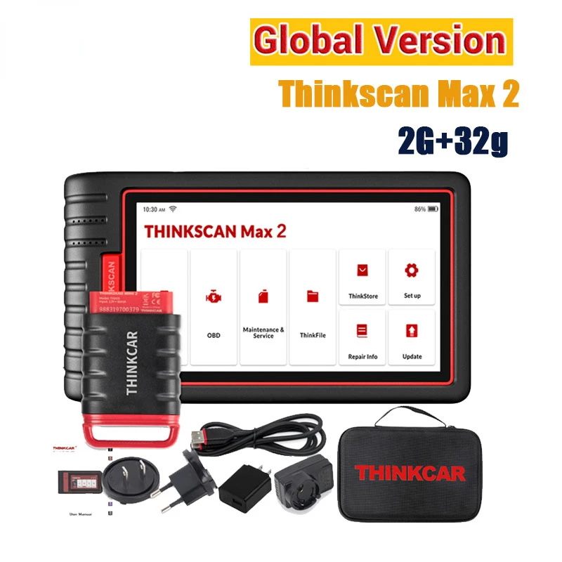Новейший оригинальный сканер ThinkCar THINKSCAN Max 2 OBD2, сканер полной системы OBD2, сканер AF DPF IMMO 28, сброс кодирования ECU