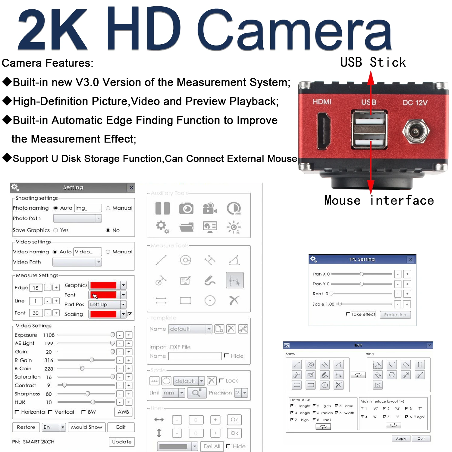 Измерительный микроскоп KOPPACE 2D/3D вращающийся на 360 градусов объектив 12X-105X 2K