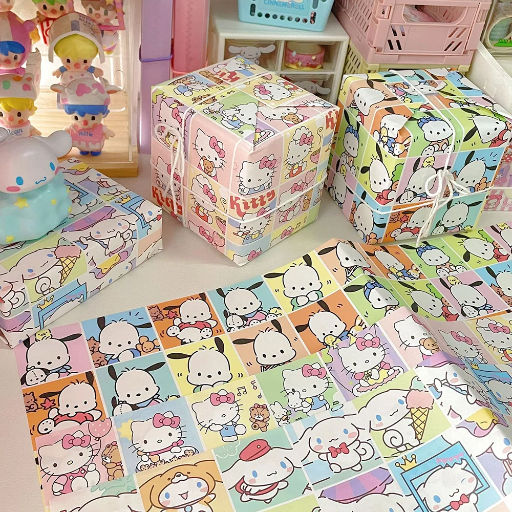 

Anime Sanrio HelloKitty Birthday Wrapping Paper Student Textbook Protective Cover lining Books Wrapping Paper Cover Cartoon Gift