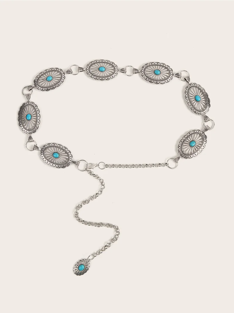 

Модный Бирюзовый декор, геометрический металлический сплав, Φ для женских платьев, юбки, рубашки, аксессуары для клуба, готика Y2k