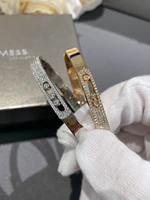 original high quality 11 925 sterling silver sliding diamond bracelet with brand logo bracelet fine jewelry