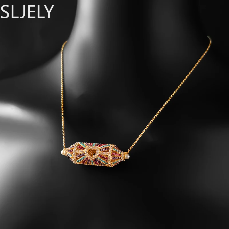 Женская разноцветная Подвеска из серебра 925 пробы с геометрическим рисунком |